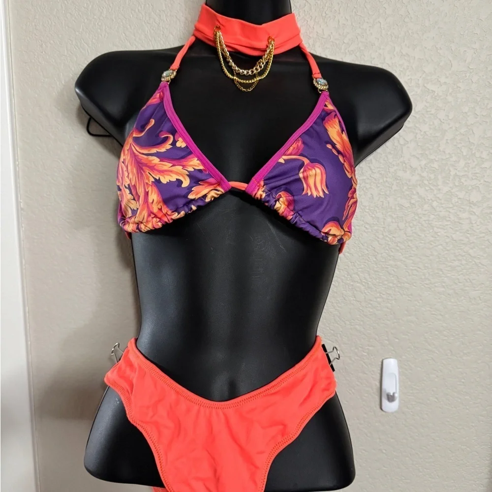 Queen Blue Swim Vibrant Orange and Purple Bikini